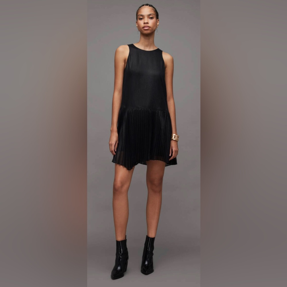 Allsaints Eve 2-In-1 Sleeveless Pleated Mini Dress